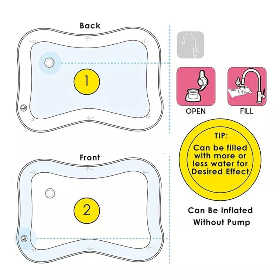 Inflatable Baby Water Play Mat – Ocean Theme Sensory Tummy Time Activity Center for Infants