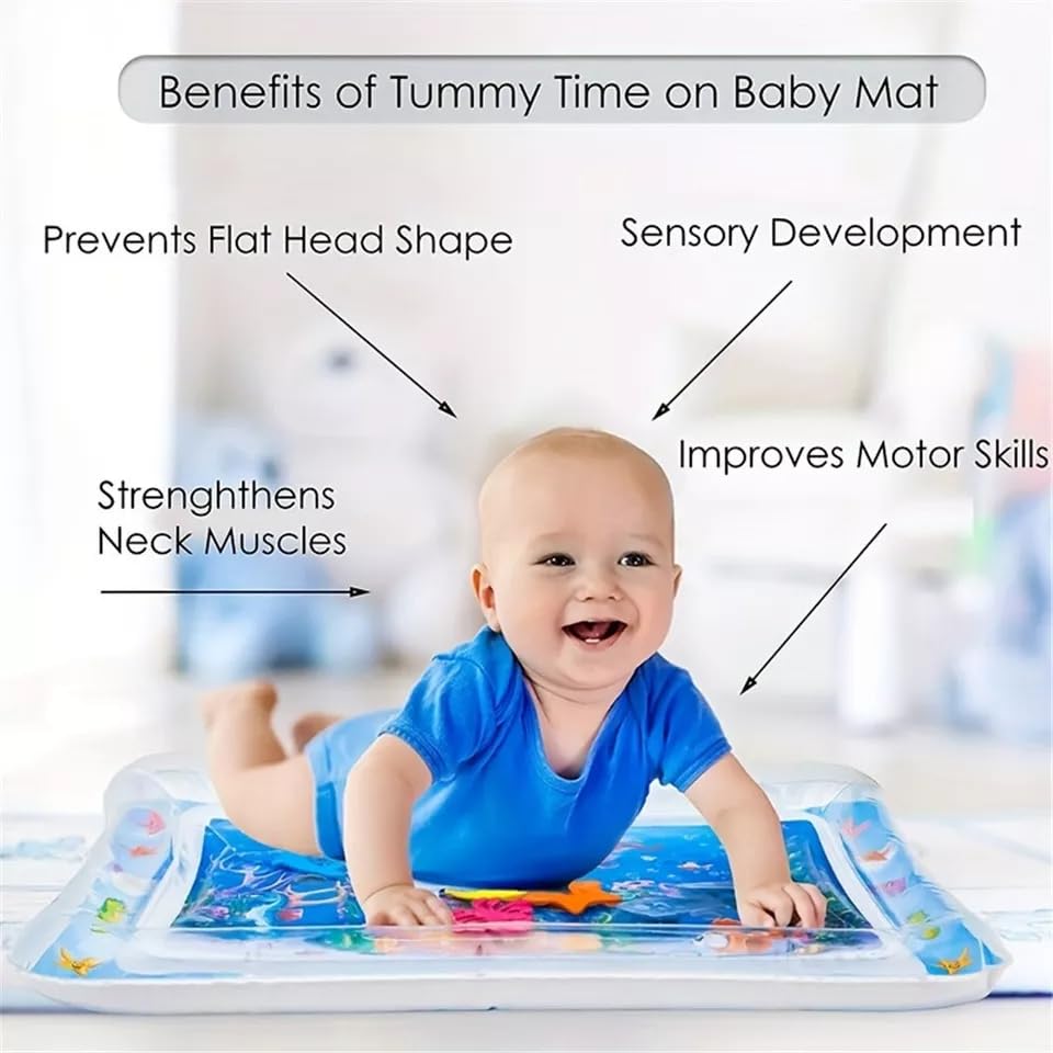 Inflatable Baby Water Play Mat – Ocean Theme Sensory Tummy Time Activity Center for Infants